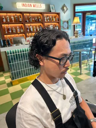 セミロング パーマ メンズ LOSOME CUT WORKS所属・鈴木 航のヘアスタイル