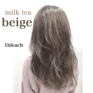 ミディアム カラー ヘアアレンジ 柔らかbeige モトキのヘアスタイル