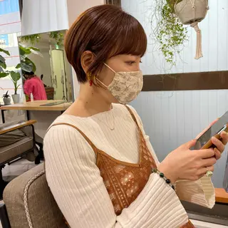 ショート カラー レイヤーパーマ＊ 顔まわり似合わせのヘアスタイル