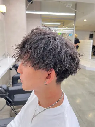 ショート カラー パーマ ヘアアレンジ メンズ キッズ ブリーチなしカラー/ ブラウン/レイヤーのヘアスタイル