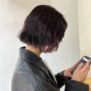 ショート カラー ボブ/パーマ ミヒラケイタのヘアスタイル