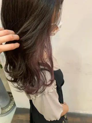 セミロング カラー レイヤー/韓国ヘア 杉浦結梨のヘアスタイル