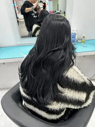 ロング カラー 中韓レイヤー/ ブラウン🤎はやとのヘアスタイル