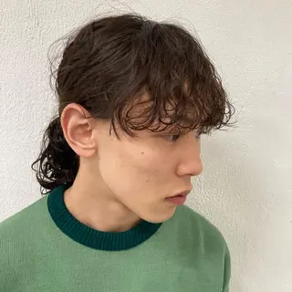 ミディアム パーマ ウルフレイヤー エクステ/kokiのヘアスタイル