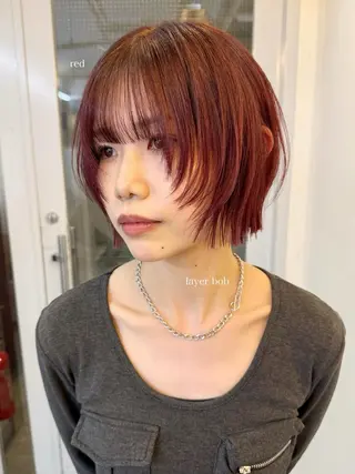 ミディアム カラー ‎♡アヤメ/レイヤー ボブ♡渋谷のヘアスタイル