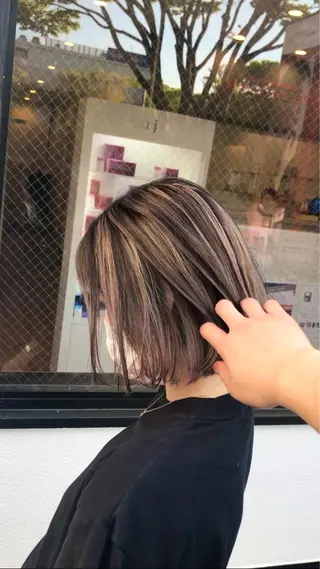 ミディアム カラー 太白区白髪ぼかし/ ボブカット/千葉達人のヘアスタイル