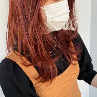 ロング カラー あやめ【顔まわり/レ イヤー/柔らかカラ】のヘアスタイル