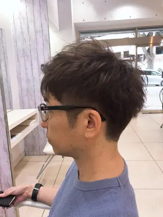 ショート カラー メンズ 髪質改善× ハイライト溝江のヘアスタイル