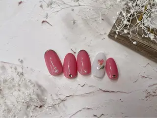 ミディアム ネイル ネイルPetit Ribbonのネイルデザイン