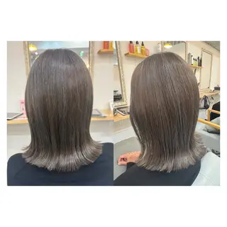 ミディアム レイヤーカット・ 縮毛矯正 星野のヘアスタイル