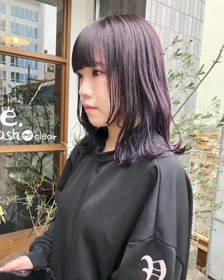 ミディアム カラー クロスパーマ× 透明感カラー✂︎のヘアスタイル