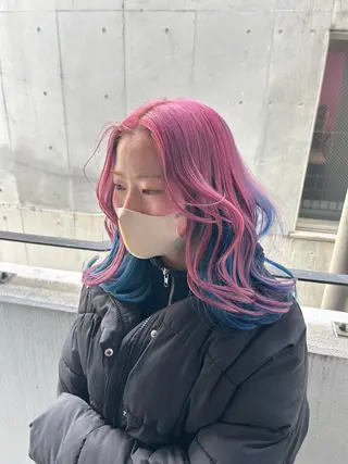 ロング カラー エフェクトブリーチ／ レイヤーカット／翔のヘアスタイル