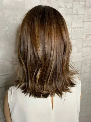 セミロング カラー 船津武俊 フナツタケトシのヘアスタイル