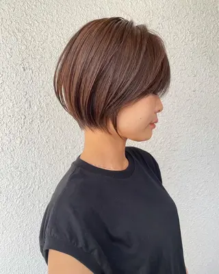 ショート パーマ ボブ縮毛矯正 韓国レイヤーRINAのヘアスタイル