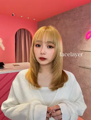 ミディアム カラー 山崎/ボブ縮毛矯正 レイヤー髪質改善のヘアスタイル