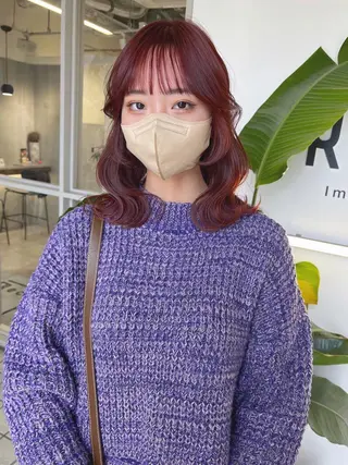 ミディアム カラー ヘアアレンジ umu.［韓国ヘア /ダウンパーマ］のヘアスタイル