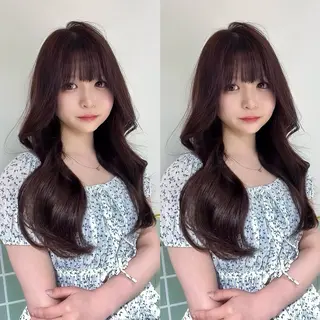 ロング カラー パーマ キッズ 透明感カラー×艶矯正 カット特化/さくらのヘアスタイル