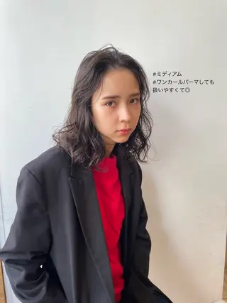 ミディアム パーマ ボブ/ミディアム 親しみやすさ/さくらのヘアスタイル