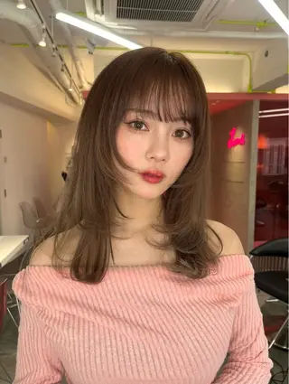 ミディアム 山崎/ボブ縮毛矯正 レイヤー髪質改善のヘアスタイル