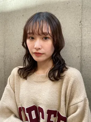 ミディアム 大人可愛い♡コテ巻き パーマ🌼杉田 萌恵のヘアスタイル