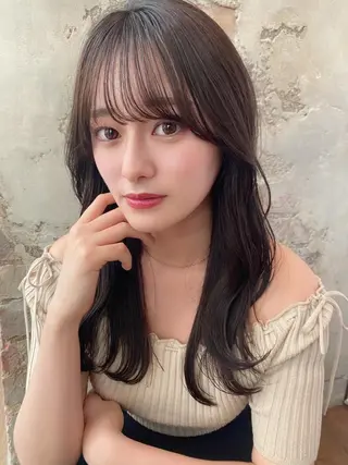 セミロング カラー 顔周り/くびれヘア 韓国ヘア💕風間るなのヘアスタイル