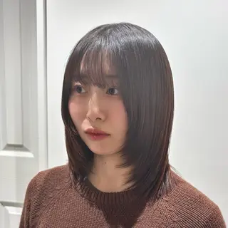 ミディアム のむらあんじゅ/ 韓国風レイヤーೀのヘアスタイル