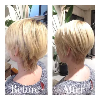 ショート ミディアム カラー パーマ アオガミ （前髪顔周りカット）のヘアスタイル