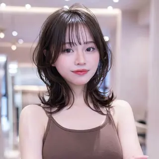 セミロング 渋谷/韓国レイヤー 顔まわり特化マサキのヘアスタイル