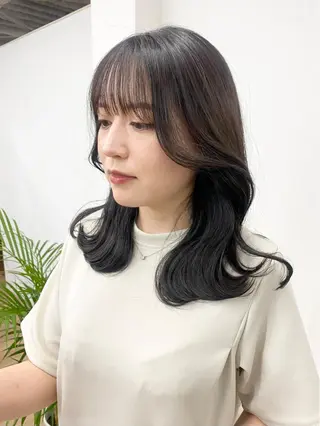 セミロング カラー パーマ ヘアアレンジ メンズ キッズ ネイル マツエク・マツパ アイブロウ 韓国風×透明感カラー 髪質改善オタベシンヤのヘアスタイル
