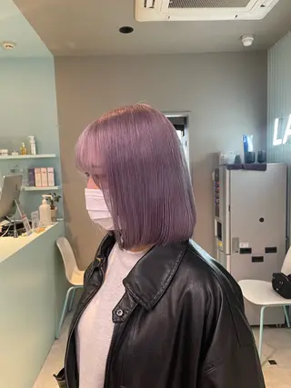ミディアム ブリーチ✖️ 縮毛LANDのヘアスタイル