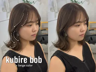 ミディアム カラー ヘアアレンジ 顔周りcut・ご相談 ＝新宿しずく🇰🇷のヘアスタイル