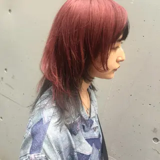 ミディアム パーマ ホワイト&レイヤーカ ットエクステ長畠俊輔のヘアスタイル