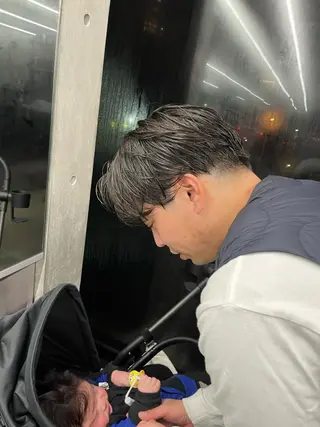 ショート メンズ ダブルカラー/ ケアブリーチ/クニトのヘアスタイル