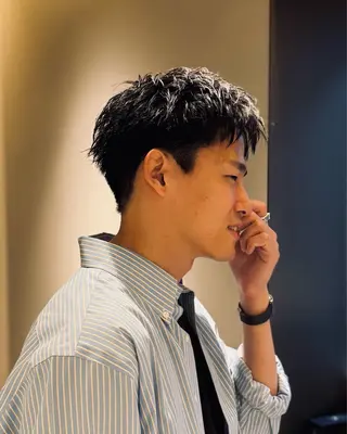 ショート パーマ メンズ スパイキーショート 大人パーマ 丸山のヘアスタイル