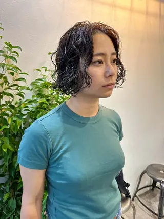 ショート パーマ パーマ/透明感カラー /ボブ/吉田一生のヘアスタイル