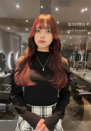 ロング カラー 韓国🇰🇷レイヤー 映える顔周り🩷のヘアスタイル