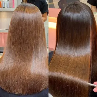 セミロング 山崎/ボブ縮毛矯正 レイヤー髪質改善のヘアスタイル