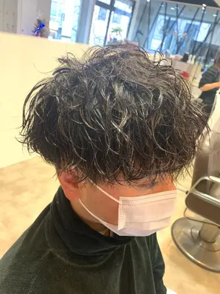 ミディアム メンズ メンズパーマ/難波/ 心斎橋　室園亮佑のヘアスタイル