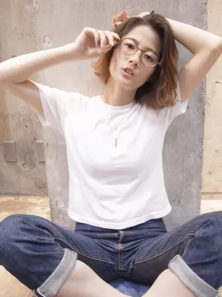 ミディアム カラー 北條 優輝のヘアスタイル