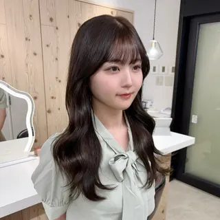 ミディアム カラー 韓国ヘア/髪質改善/ レイヤー/ブラウンのヘアスタイル