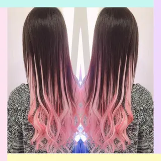 ロング カラー れん/ハイトーン /エクステ/韓国風のヘアスタイル