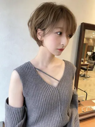 ショート カラー パーマ 🎀大川 錬🎀 ブリーチなしWカラーのヘアスタイル