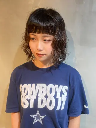 ミディアム パーマ カノン/アニオタ🧡 暖色/酸性ストレートのヘアスタイル