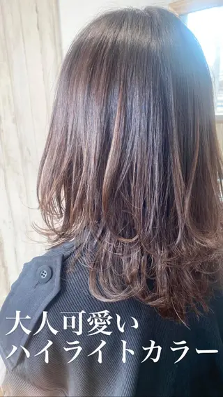 ミディアム 【髪質改善・矯正 ・ハイライト】ハナカのヘアスタイル