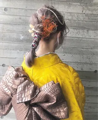 セミロング カラー ヘアアレンジ nakahara madokaのヘアスタイル