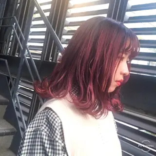 ミディアム カラー ホワイト&レイヤーカ ットエクステ長畠俊輔のヘアスタイル