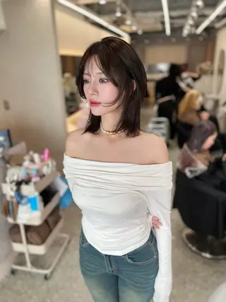 ミディアム カラー 韓国ハッシュカット/ 新宿/髪質改善/岡崎のヘアスタイル