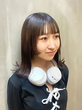 ミディアム パーマ ハル🌸柔色/ ブリーチなし/艶髪のヘアスタイル