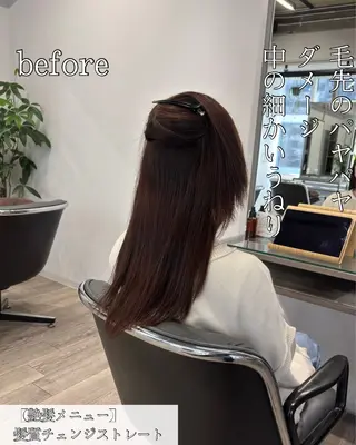 ロング 髪質改善/縮毛矯正 /美髪カラー/こてのヘアスタイル