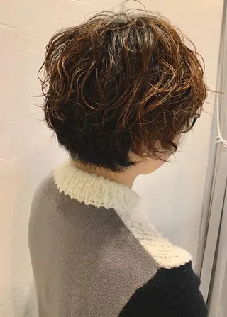 ショート パーマ ピンクベージュ/新潟 万代/高橋桃葉🍑のヘアスタイル